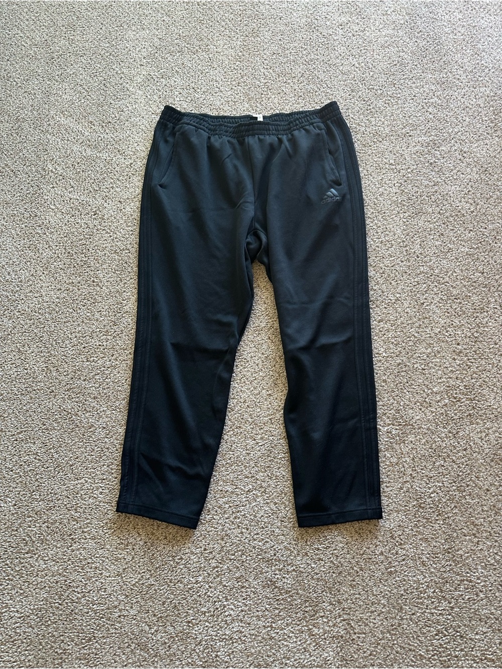 adidas Men’s Black Snap Track Pants Sz 2XL Pull On Pockets Polyester